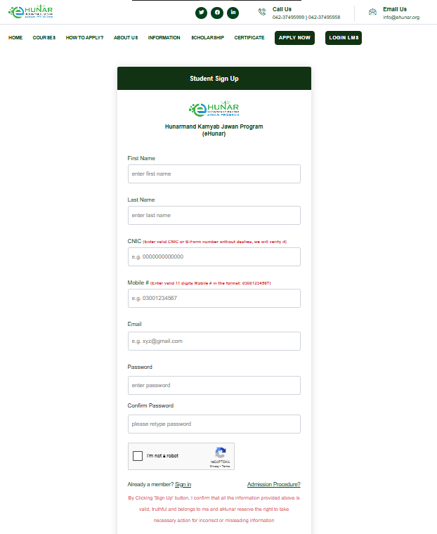 apply online for benazir hunarmand program