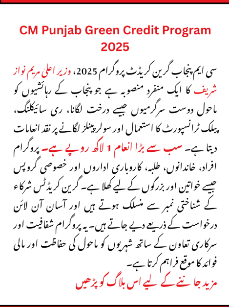What is CM Punjab Green Credit Program 2025 
