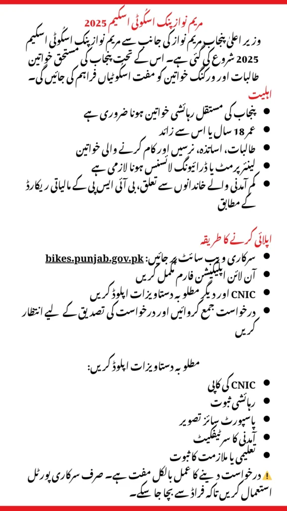 Maryam Nawaz Pink Scooty Scheme 2025